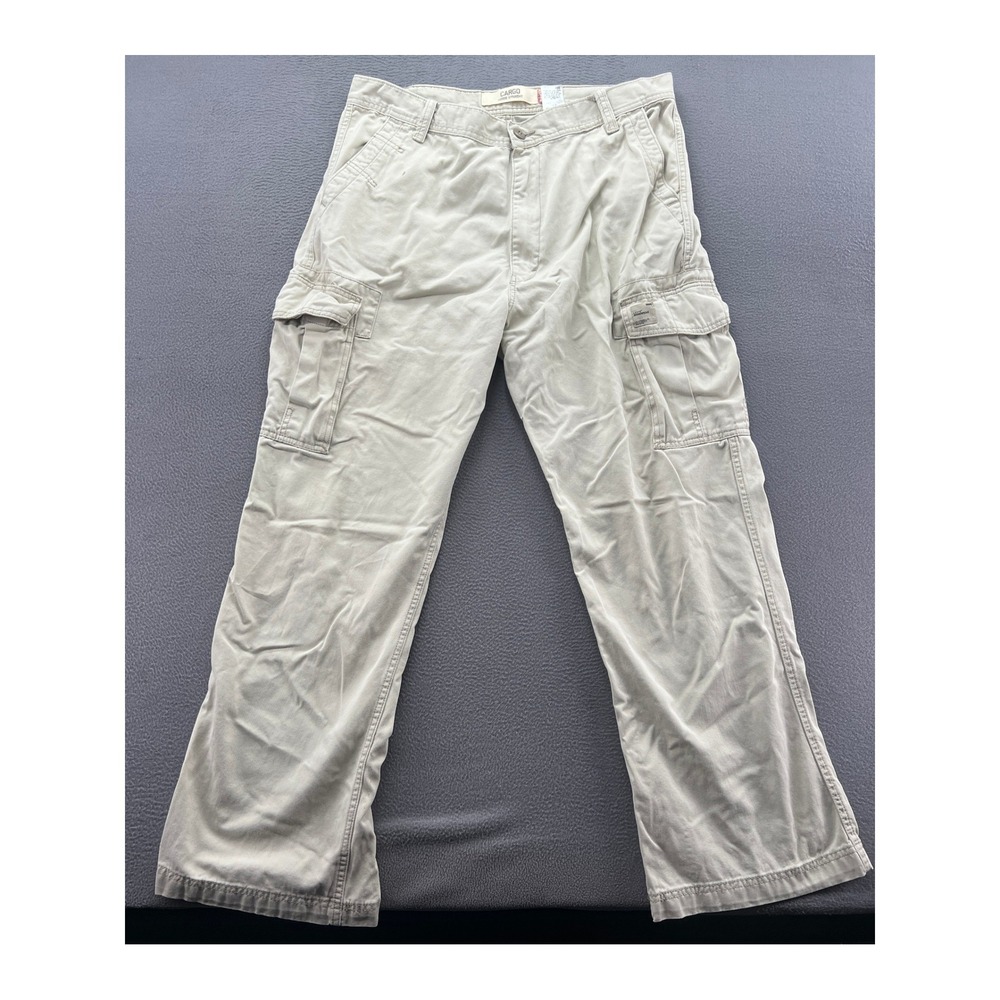 Levis Workwear Pants Mens 38x32 Cargo Loose Straight Tan Khaki Cotton Utility